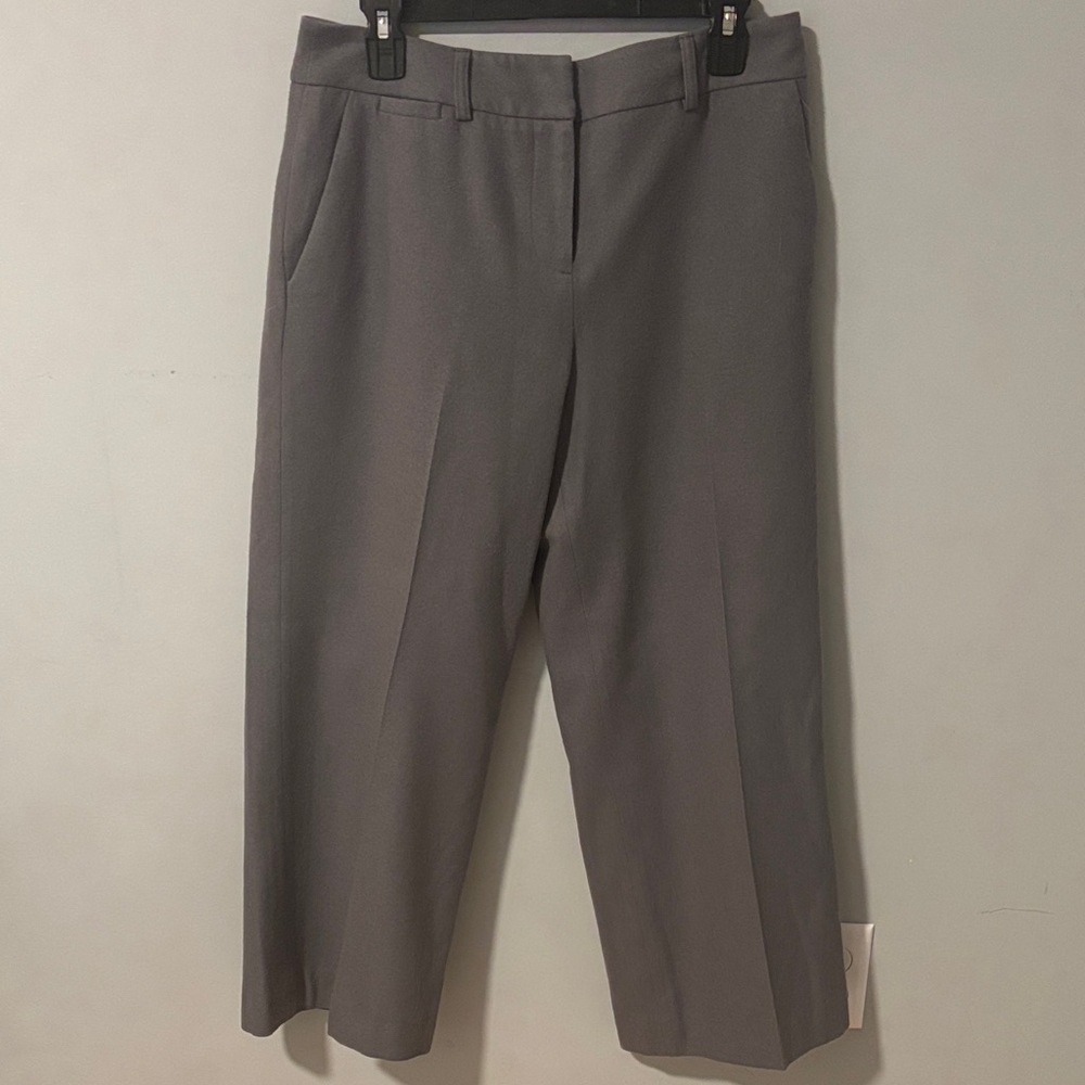 Gray Wool Blend Wide‎ Leg Cropped Dress Pants Petite 10P Office Trousers